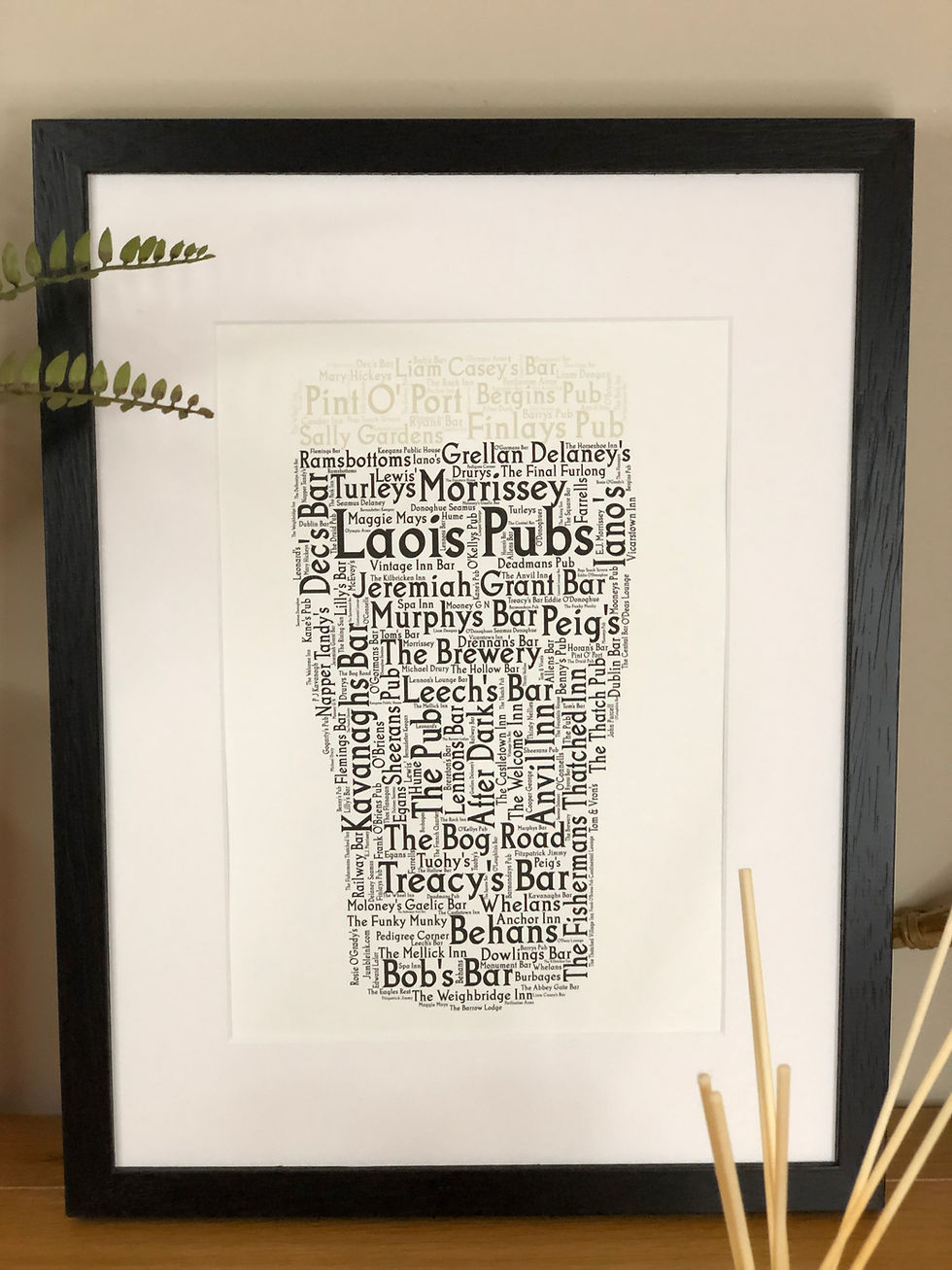 Thumbnail: Pint of Laois Pubs County Pubs of Ireland Irish Themed Poster Irish Print with all the well known pubs in your county