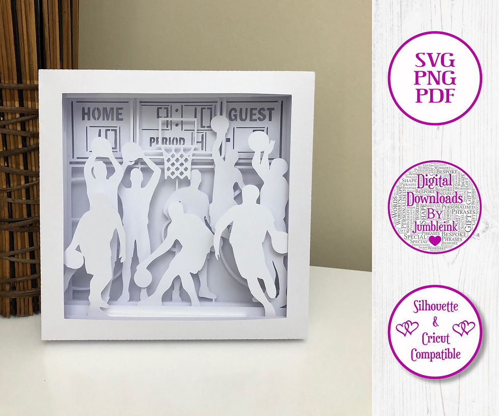 Thumbnail: €5.50 - Basketball (Men's) - 3D Paper Cut Template Light Box SVG