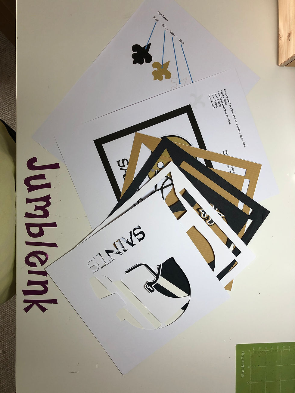 Thumbnail: New Orleans Saints Football - Square 3D Paper Cut Shadow Box