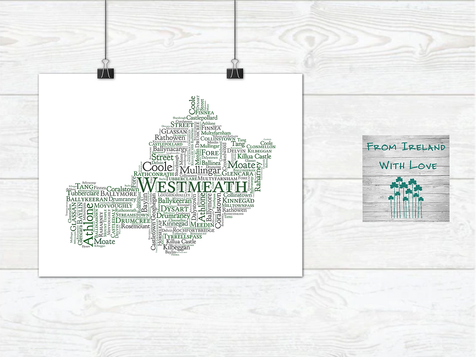 Thumbnail: Westmeath County Towns Irish Themed Poster Irish Print What's Your Home Town