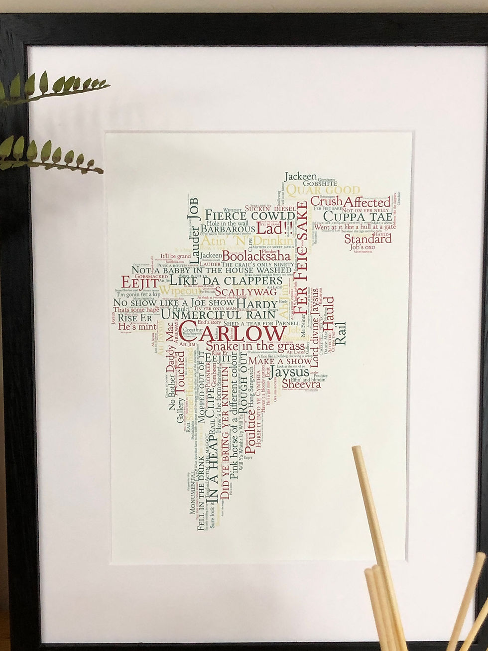 Thumbnail: Carlow Craic Map County Sayings and Phrases Irish Themed Poster Irish Print
