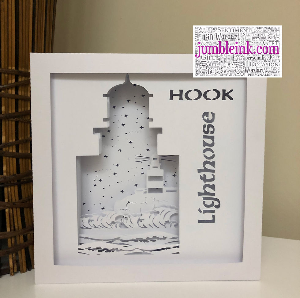 Thumbnail: €5.50 - Hook Lighthouse - Square 3D Paper Cut Template Light Box SVG