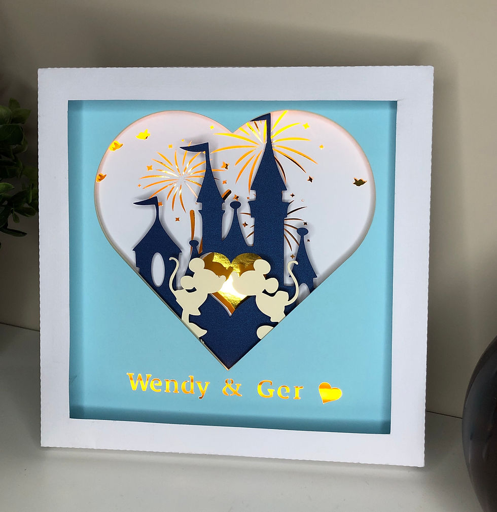Thumbnail: Mickey & Minnie Personalisable - 3D Paper Cut Template Light Box