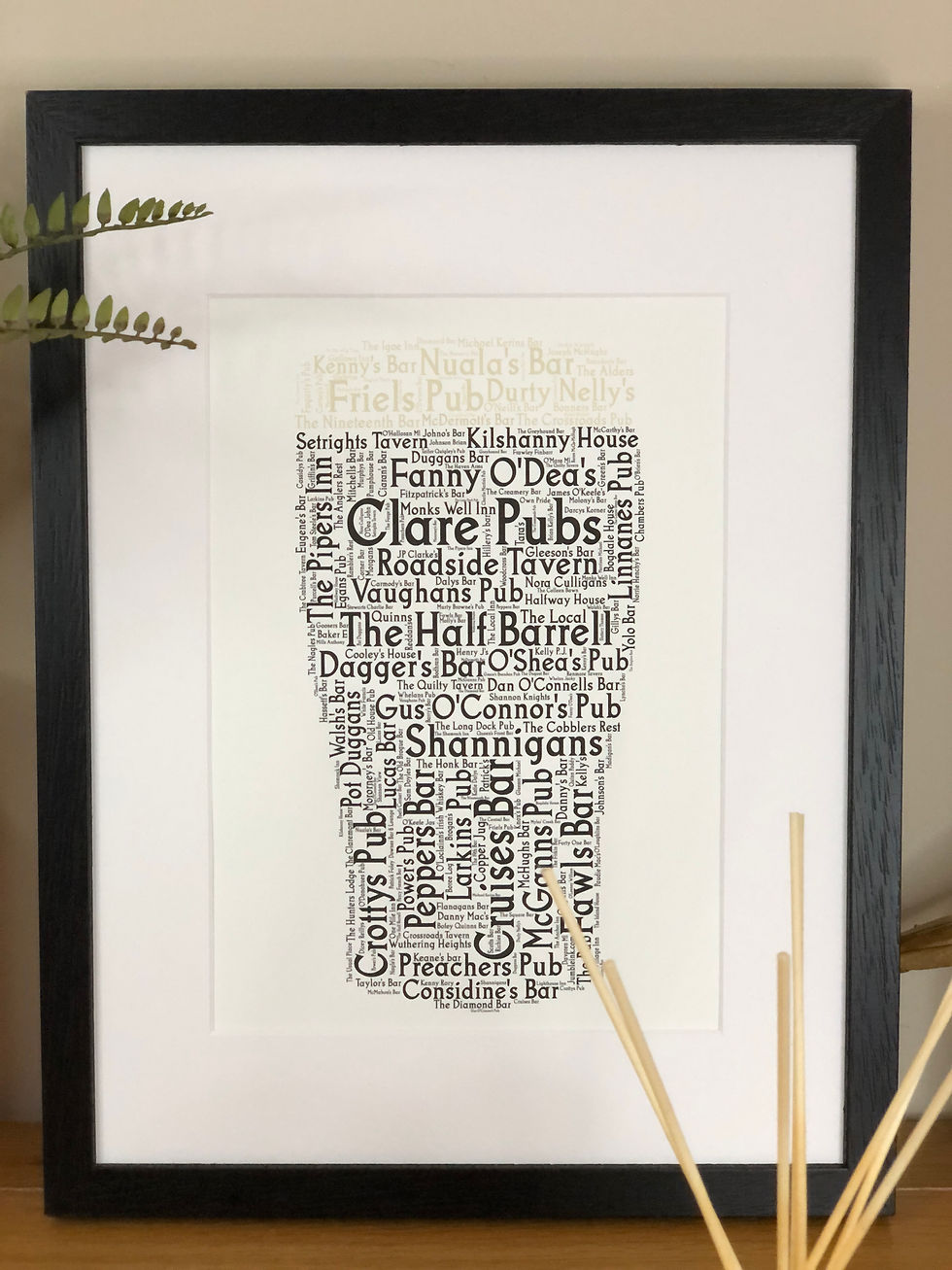 Thumbnail: Pint of Clare Pubs County Pubs of Ireland Irish Themed Poster Irish Print with all the well known pubs in your county