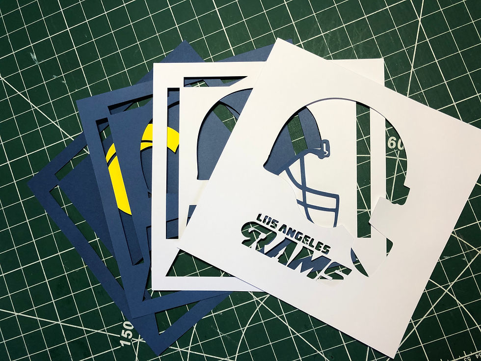 Thumbnail: Los Angeles Rams Football - Square 3D Paper Cut Shadow Box