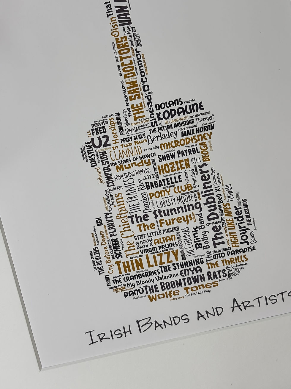 Thumbnail: Irish Bands Guitar With Bands & Artists Irish Themed Poster Wall Art Irish Print