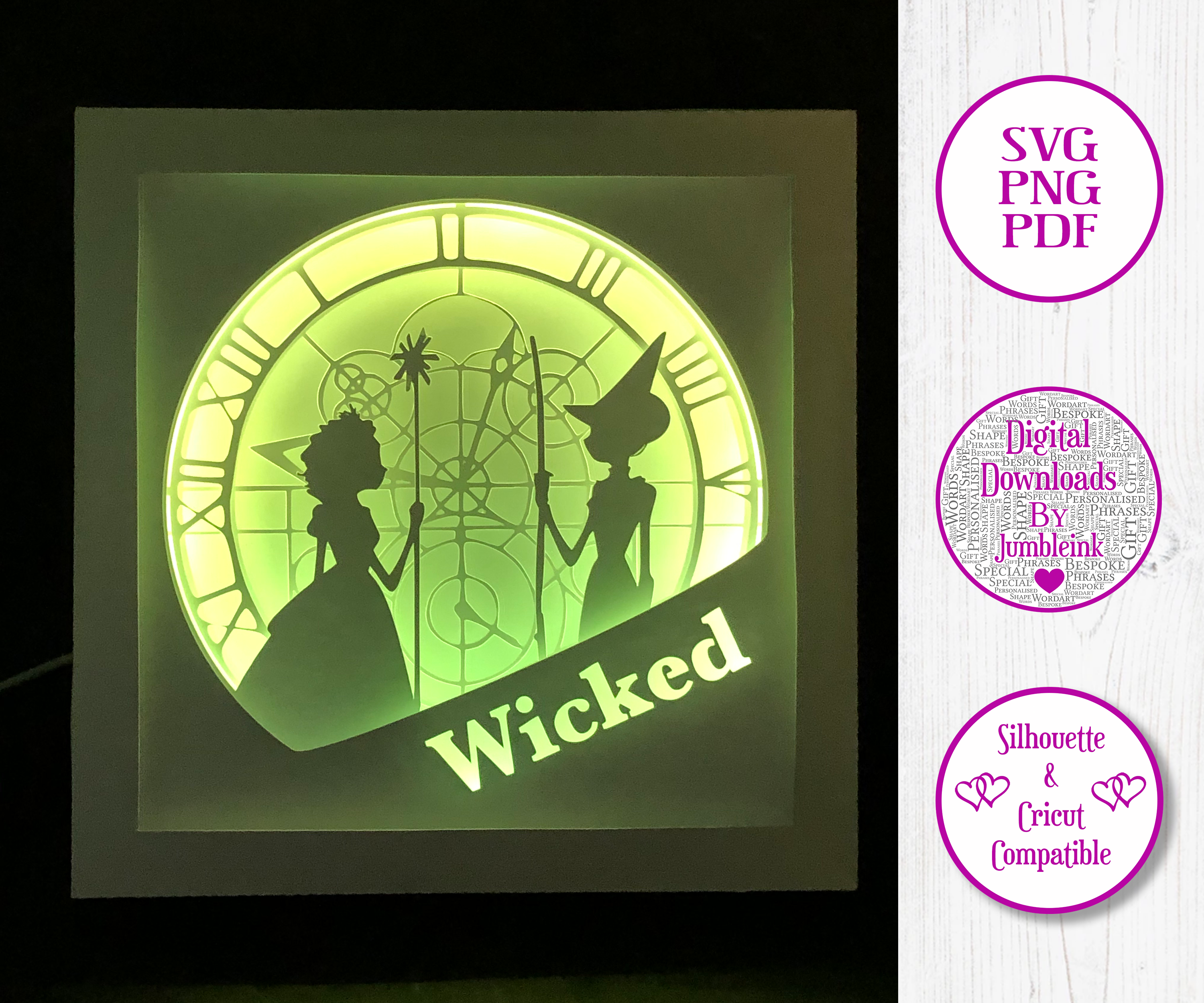 Wicked - 3D Paper Cut Template Light Box