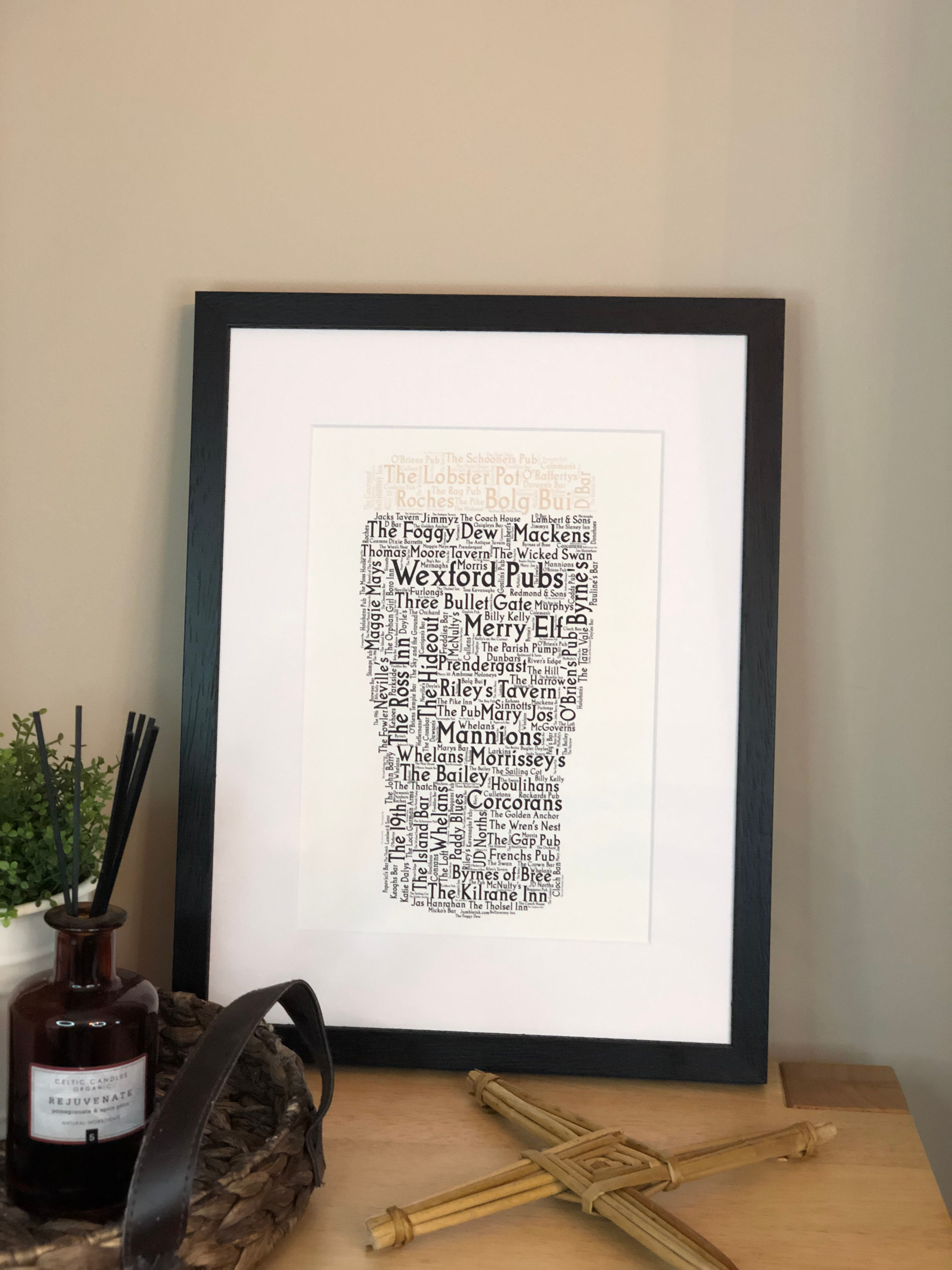 Pint of Wexford Pubs County Pubs of Ireland Irish Themed Poster Irish Print