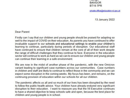 Letter to Parents from the Minister of Education