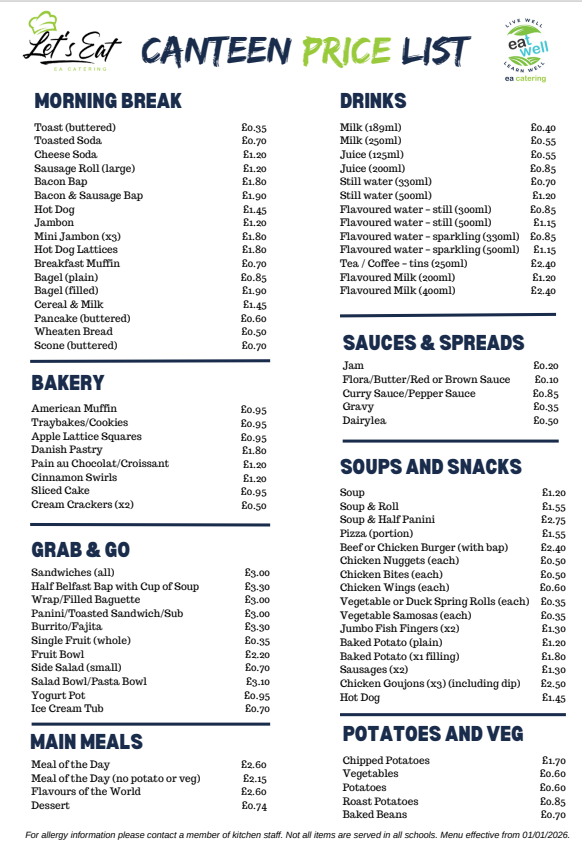 Canteen New Prices 2026