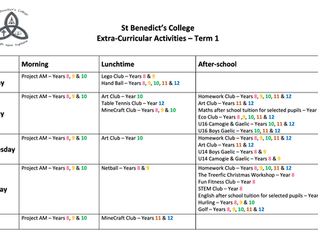 Term 1 - Extra Curricular Activities