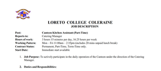 Part-Time Canteen Kitchen Assistant: