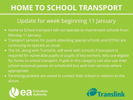 Home to School Transport during Remote Learning