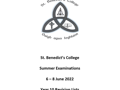 2022 KS3 SUMMER EXAM - REVISION LISTS