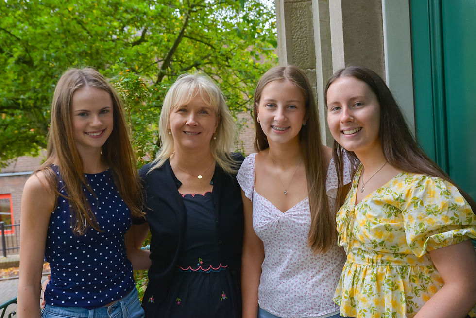 A*’s all around! 10 A* grades each for three exceptional students, Aoibhe Delaney, Emily McCooe and Zoe Mulholland who are pictured with proud Principal, Mrs Noeleen Tiffney.