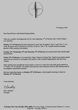 Important School Dates - February