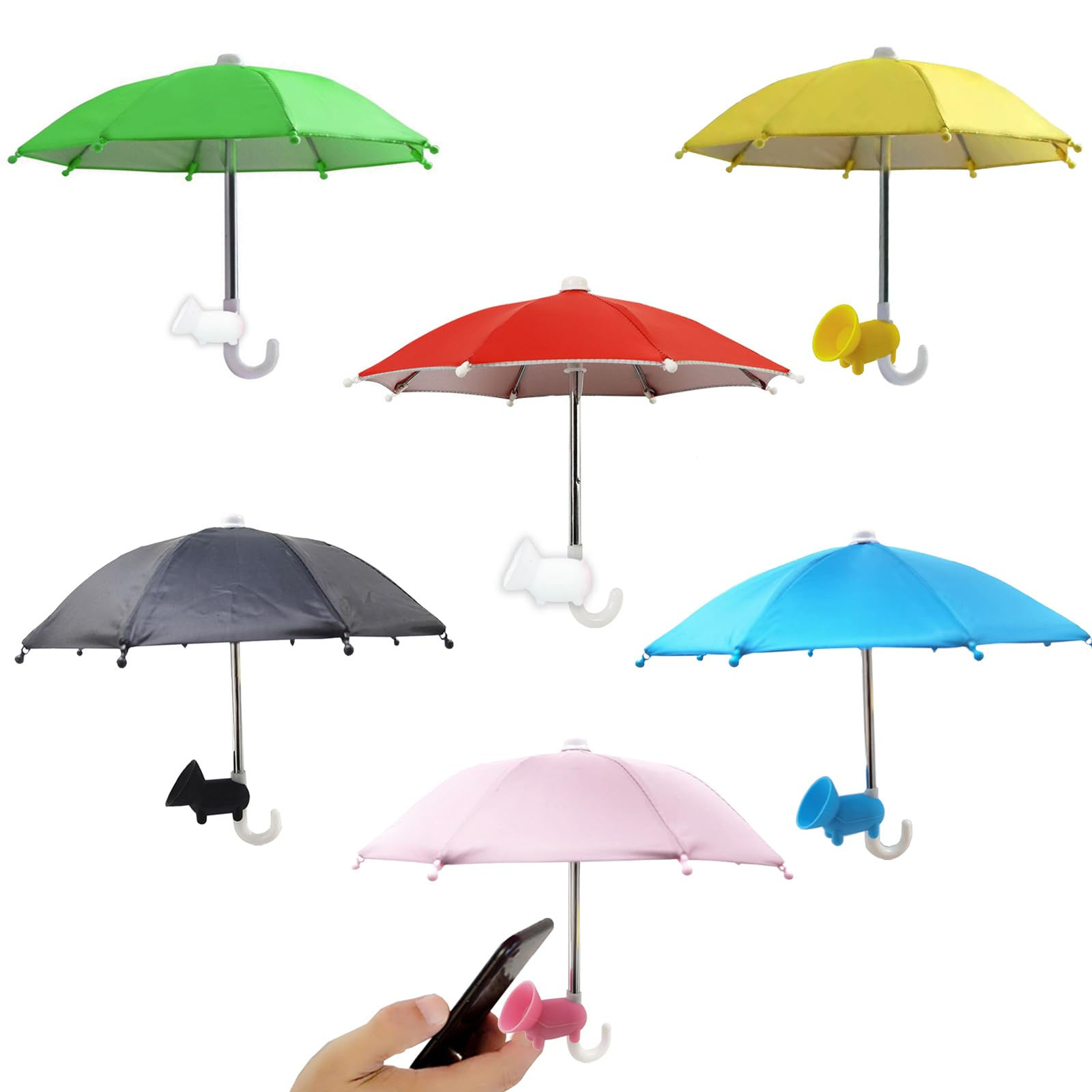 Wzttdm 6Pcs Phone Umbrella Cell Phone Umbrella for Sun Shad with Suction Cup Sta