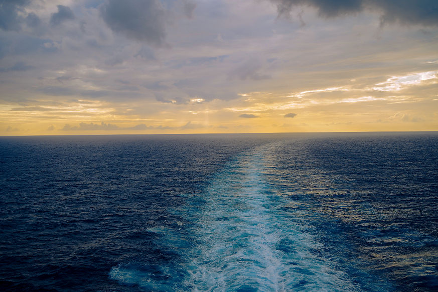 Ocean sunset from a cruise ship, ideal for relaxing cruise travel