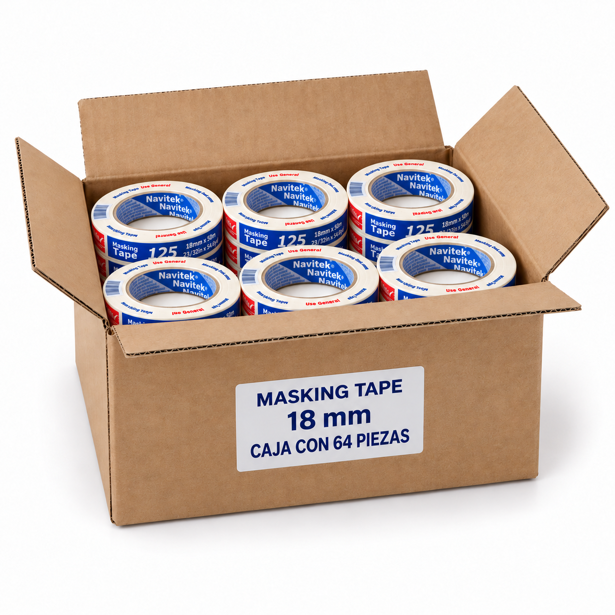 Cinta Masking Tape 18 mm × 50 m caja c/64pzas