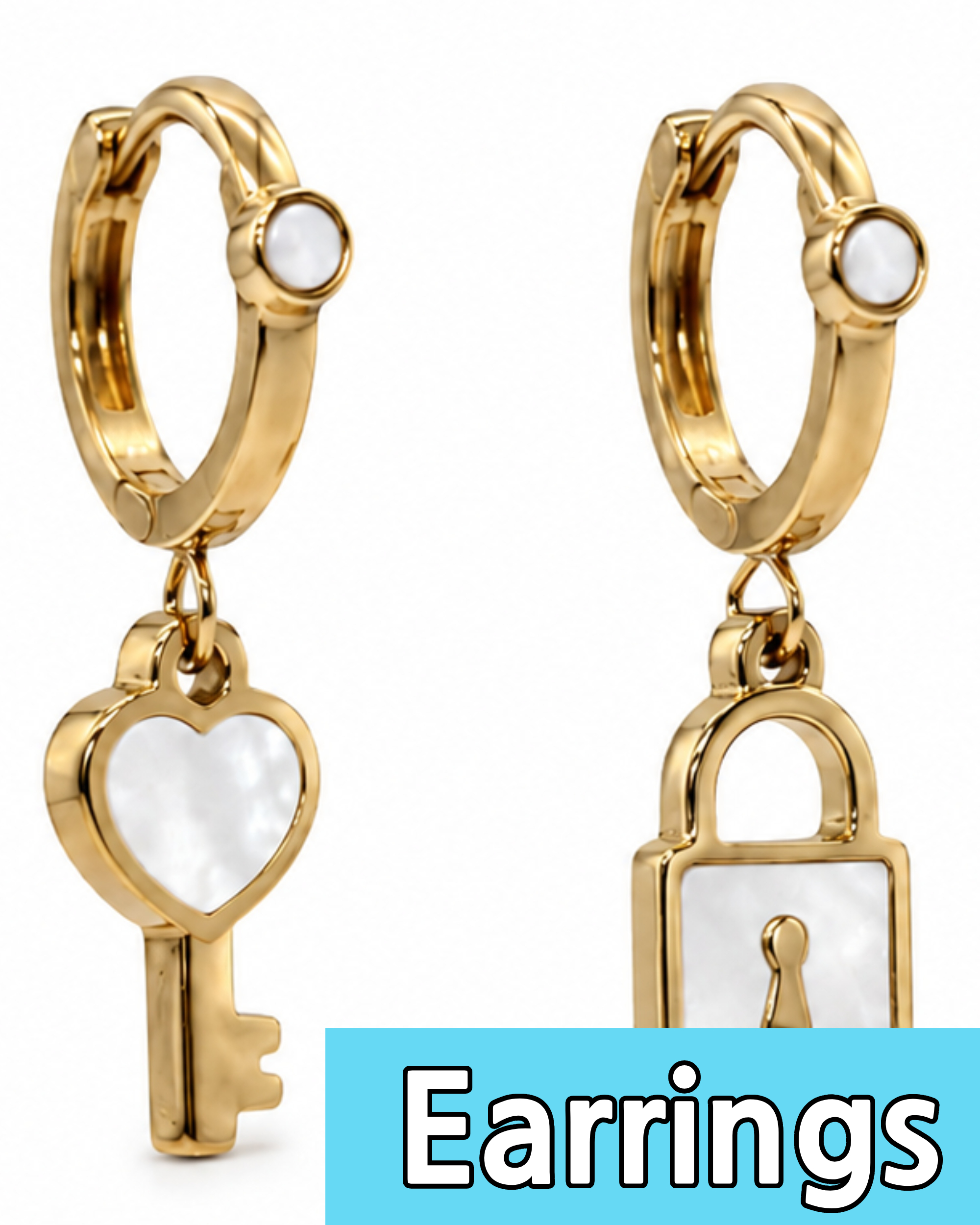 Leporem Unbalance Padlock and Key Earrings