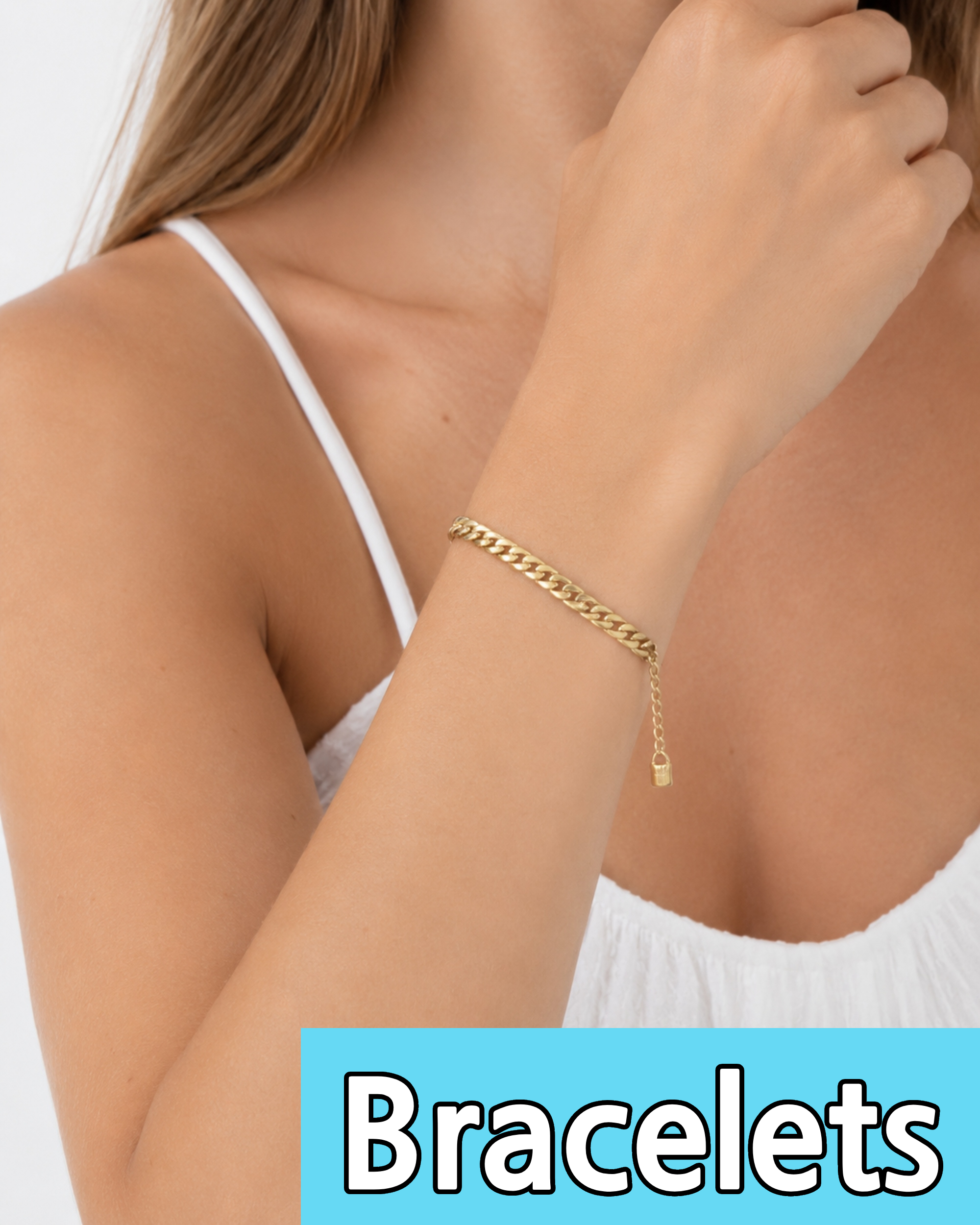 Leporem 18K Gold Plated Cuban Chain Bracelet