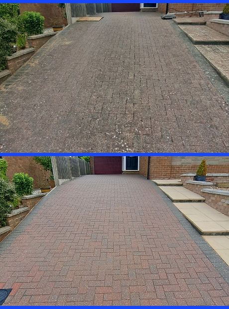 Block paved driveway Before and after Pressure washing