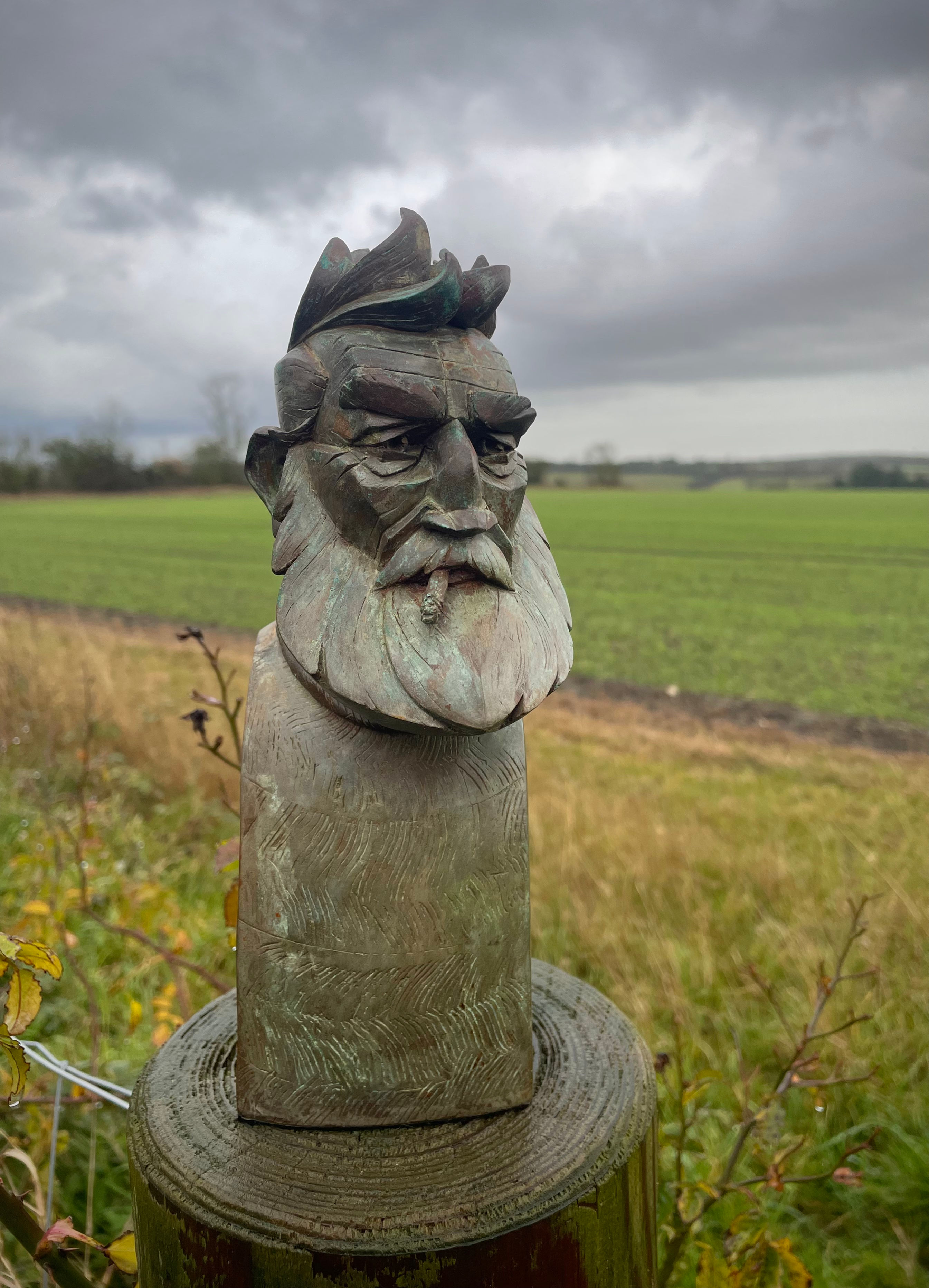 Fisherman with a cigarette (cold cast bronze)