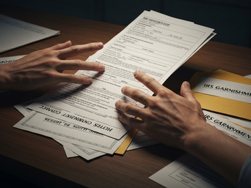 Wage garnishment notice on the desk