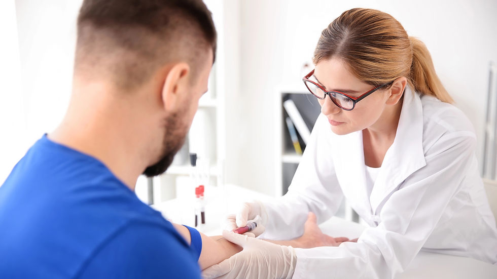 Biomarkers and lab are being drawn from the patient for evaluation and preventive care. 