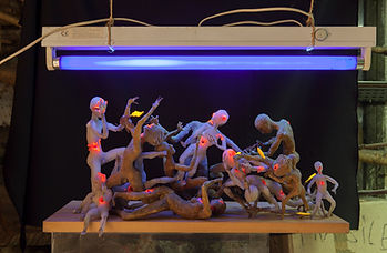 this work accompanied by self-portrait with text on coming race war and the choice of sides