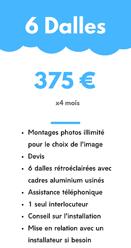 Montages photos illimité pour le choix de l'image Devis 4 dalles rétroéclairées avec cadre