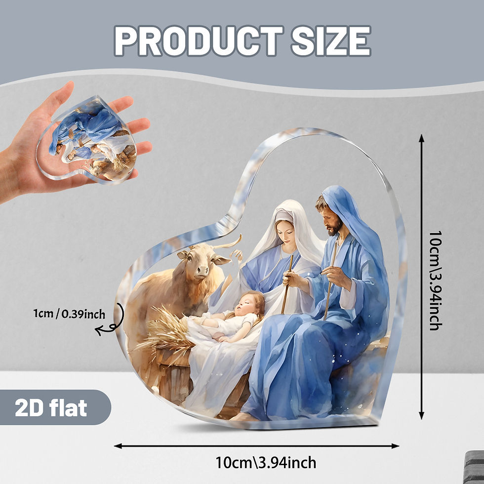 Miniatura: Presépio em formato de coração, arte em acrílico, decoração de mesa, presente 