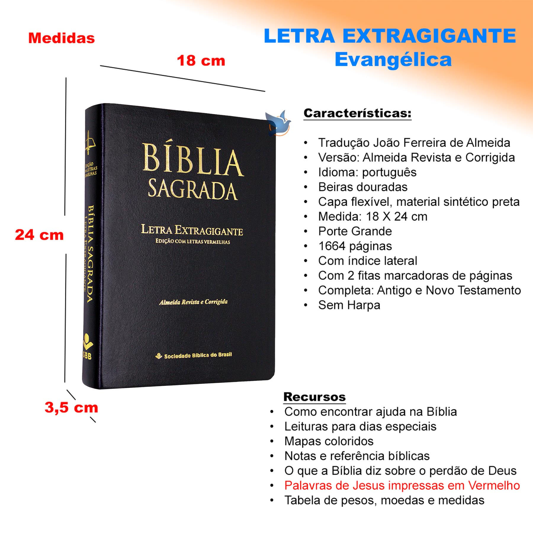 Holy Bible Extragigant Letter João Ferreira de Almeida ARC Almeida Corrected Ma
