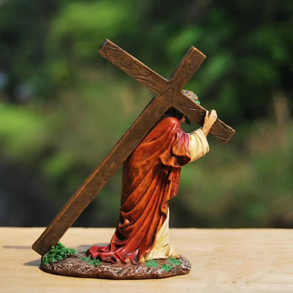 Jesus a caminho do Calvário, Estátua da Cruz de Jesus, Figura Realista de Cristo