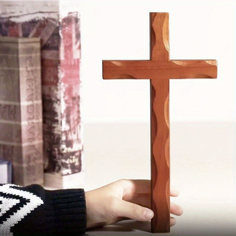 1 peça de crucifixo católico de madeira para pendurar, ornamento para casa,