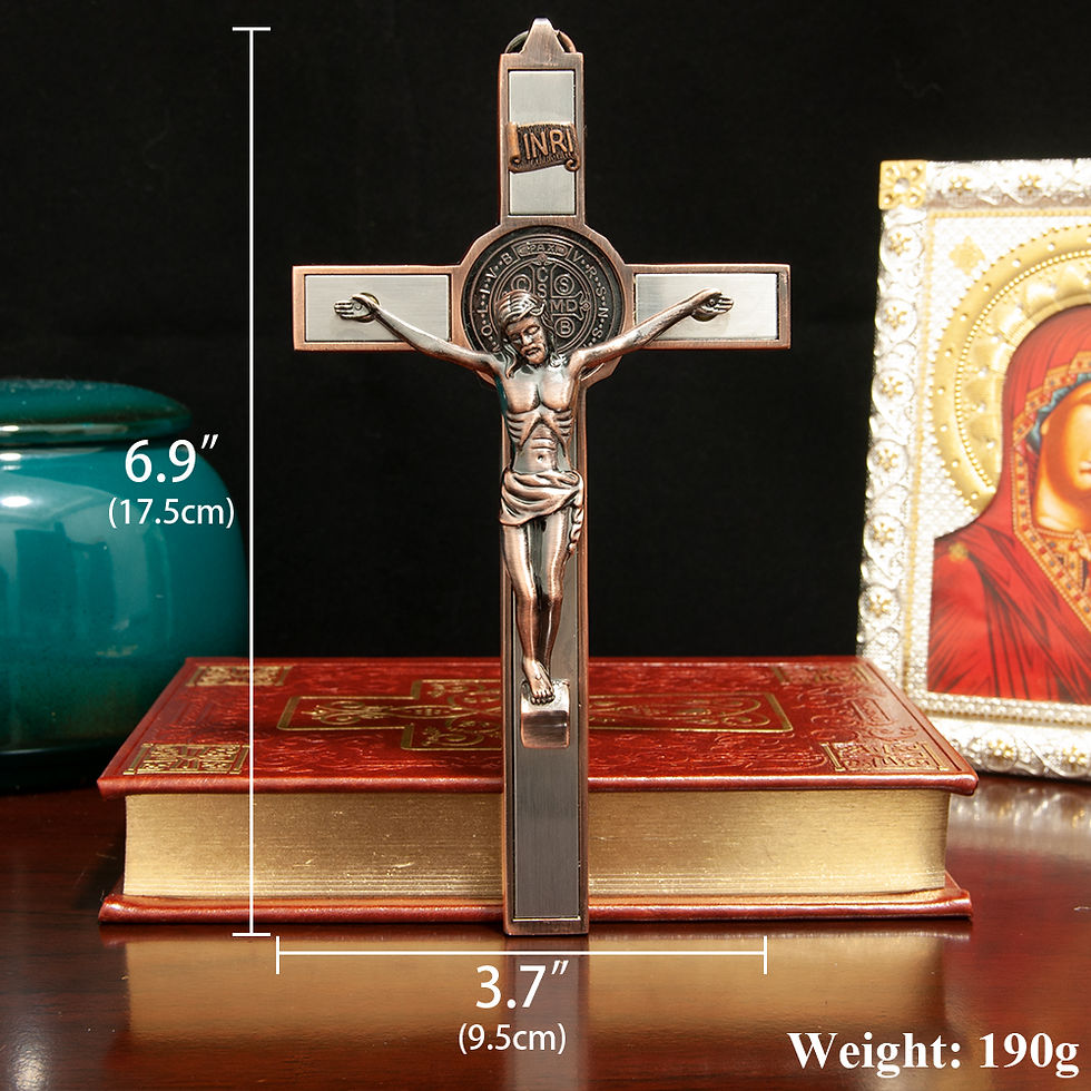 Miniatura: HTISOK Cruz de Oração Manual em Liga Metálica com Crucifixo Cristão de Jesus 