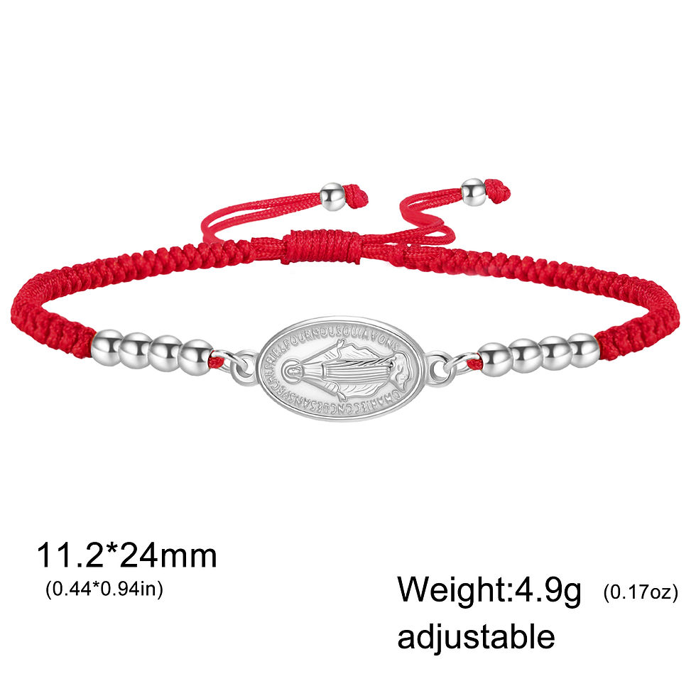 Miniatura: Pulseira Lucktune com Pingente da Virgem Maria em Aço Inoxidável 