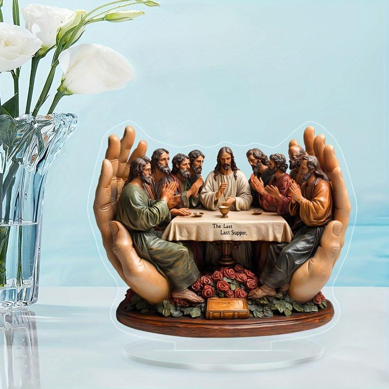 【D】Estátua 2D de Presépio em Acrílico para Mesa, Decoração Religiosa Exclusiva