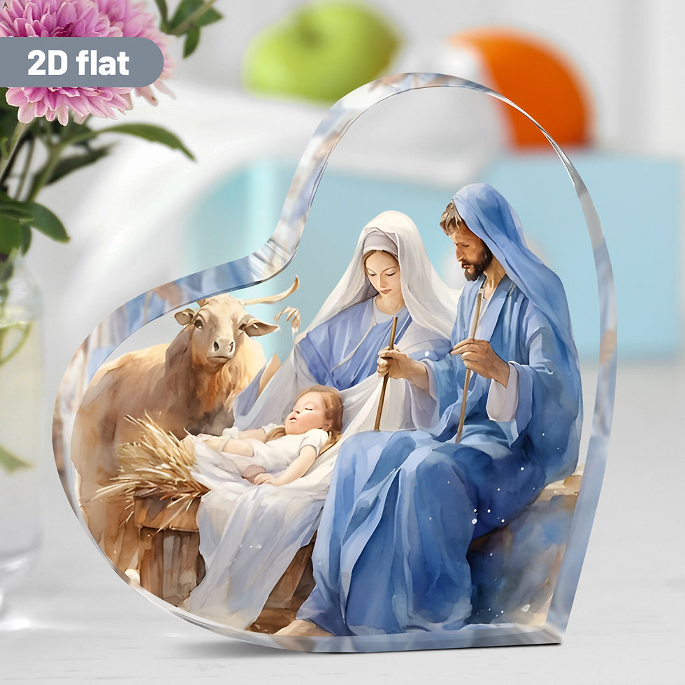 Miniatura: Presépio em formato de coração, arte em acrílico, decoração de mesa, presente 