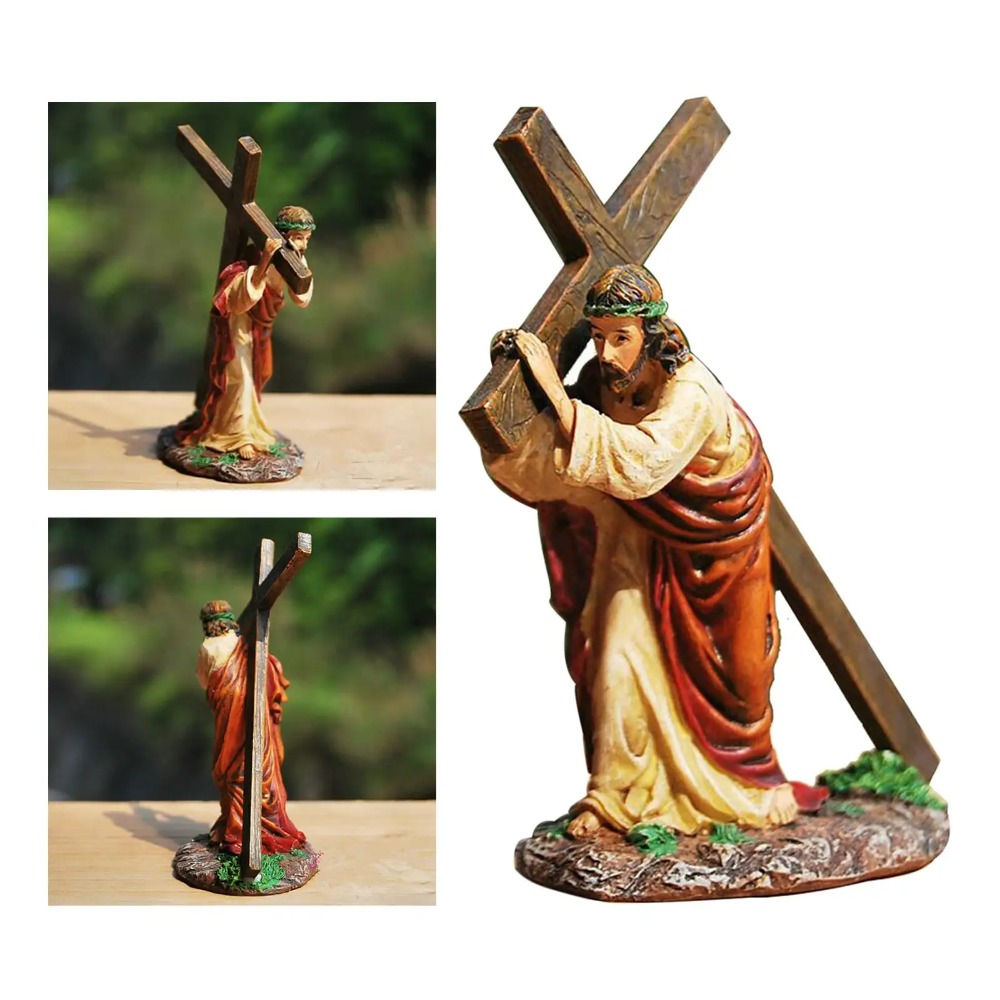 Jesus a caminho do Calvário, Estátua da Cruz de Jesus, Figura Realista de Cristo