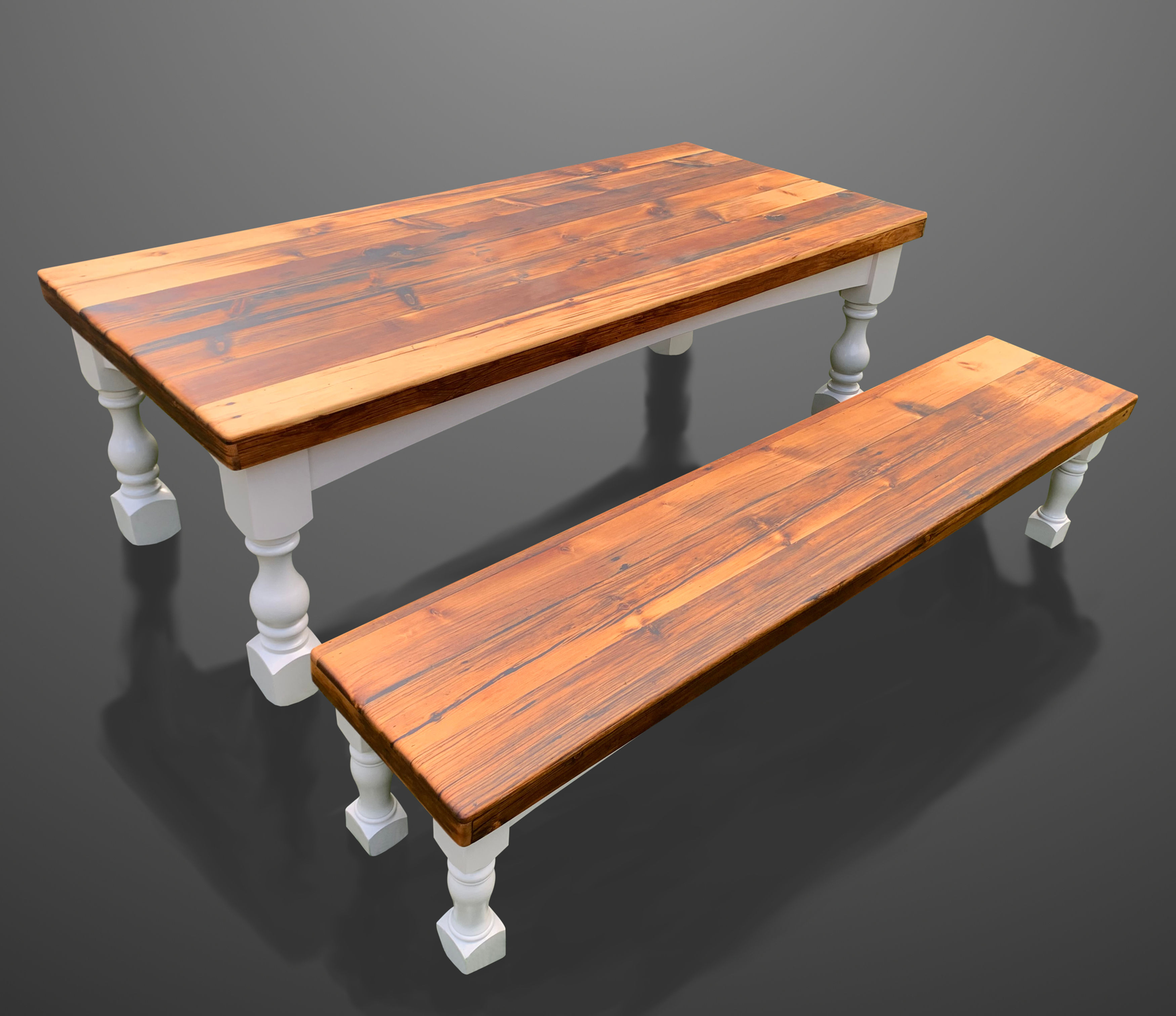 Harvest Table with Turned Leg Base