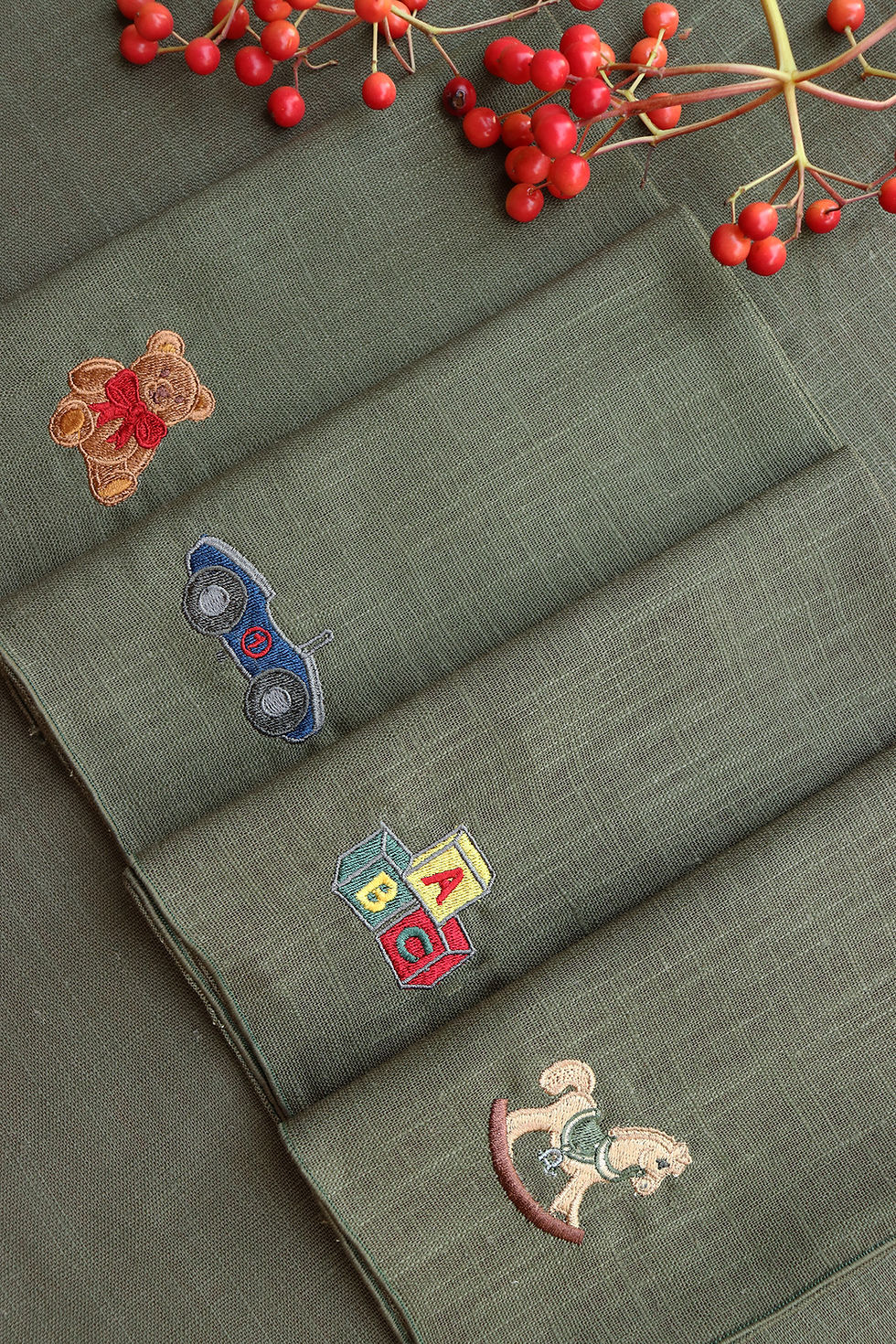 Thumbnail: Set of 4 linen placemats embroidered with vintage toys | BALOCCHI