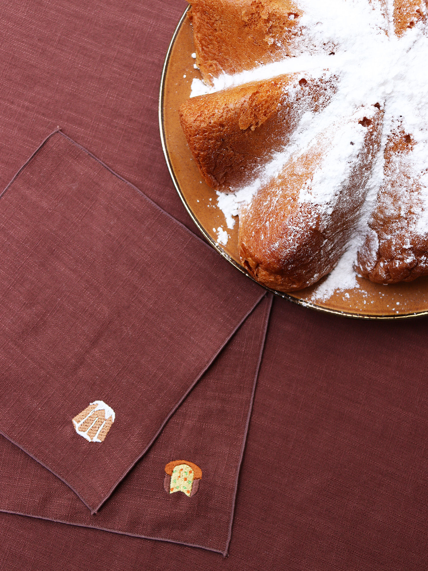 Tovagliolini da the in lino ricamati natalizi