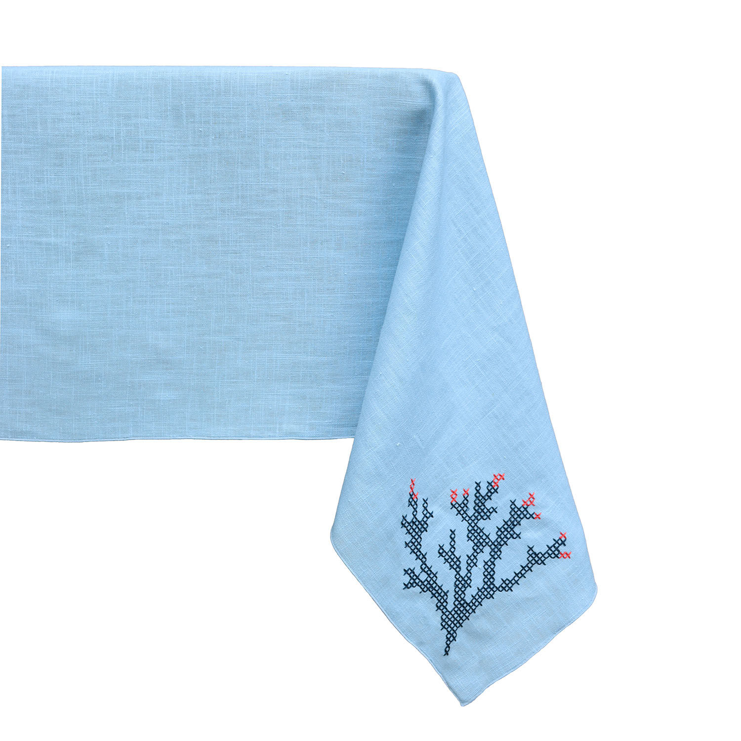 Tovaglia in Lino con Ricami Marini | CORALLINA