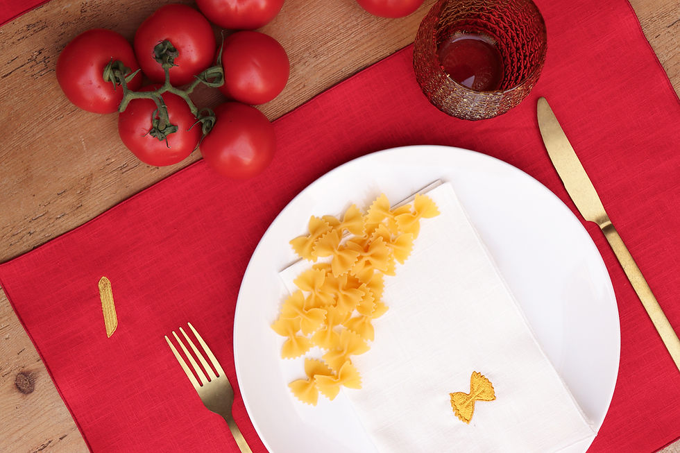 Thumbnail: Set of 4 Embroidered Linen Placemats | PASTA