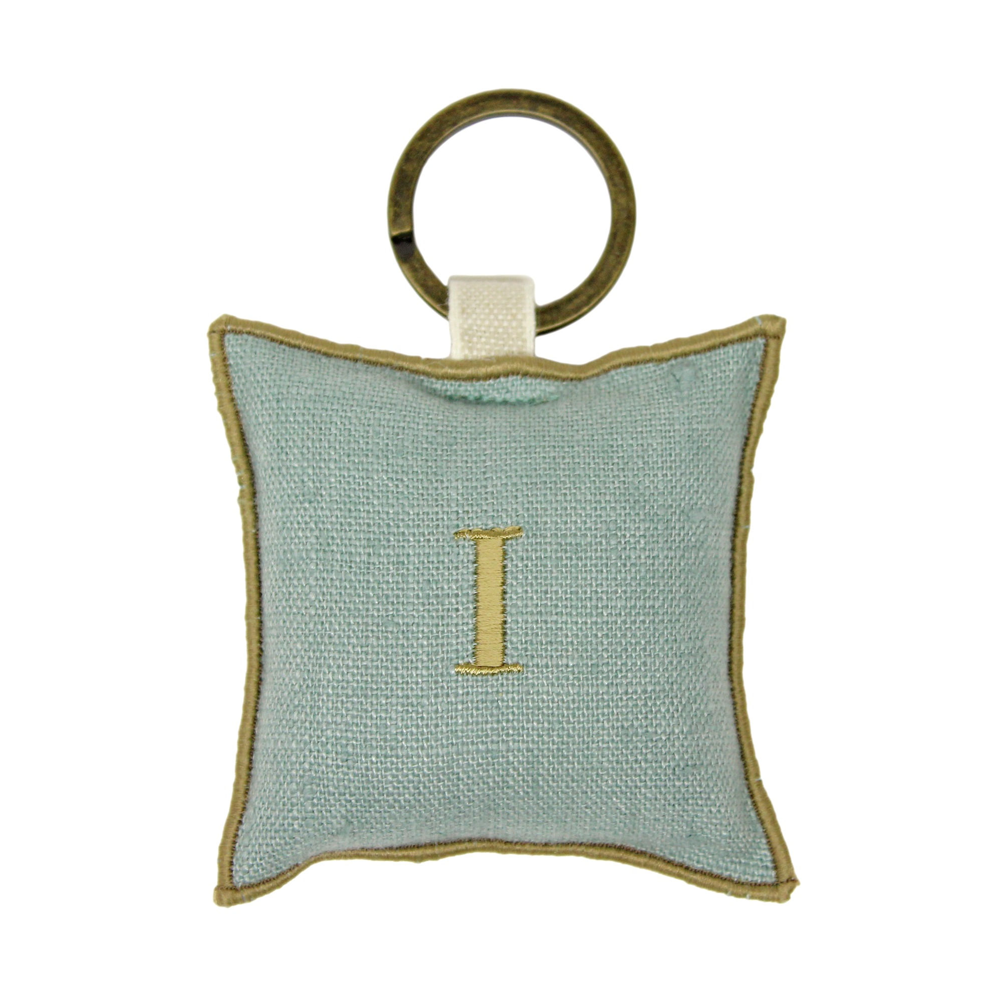 | Portachiavi personalizzato con iniziale | Lino Verde Salvia