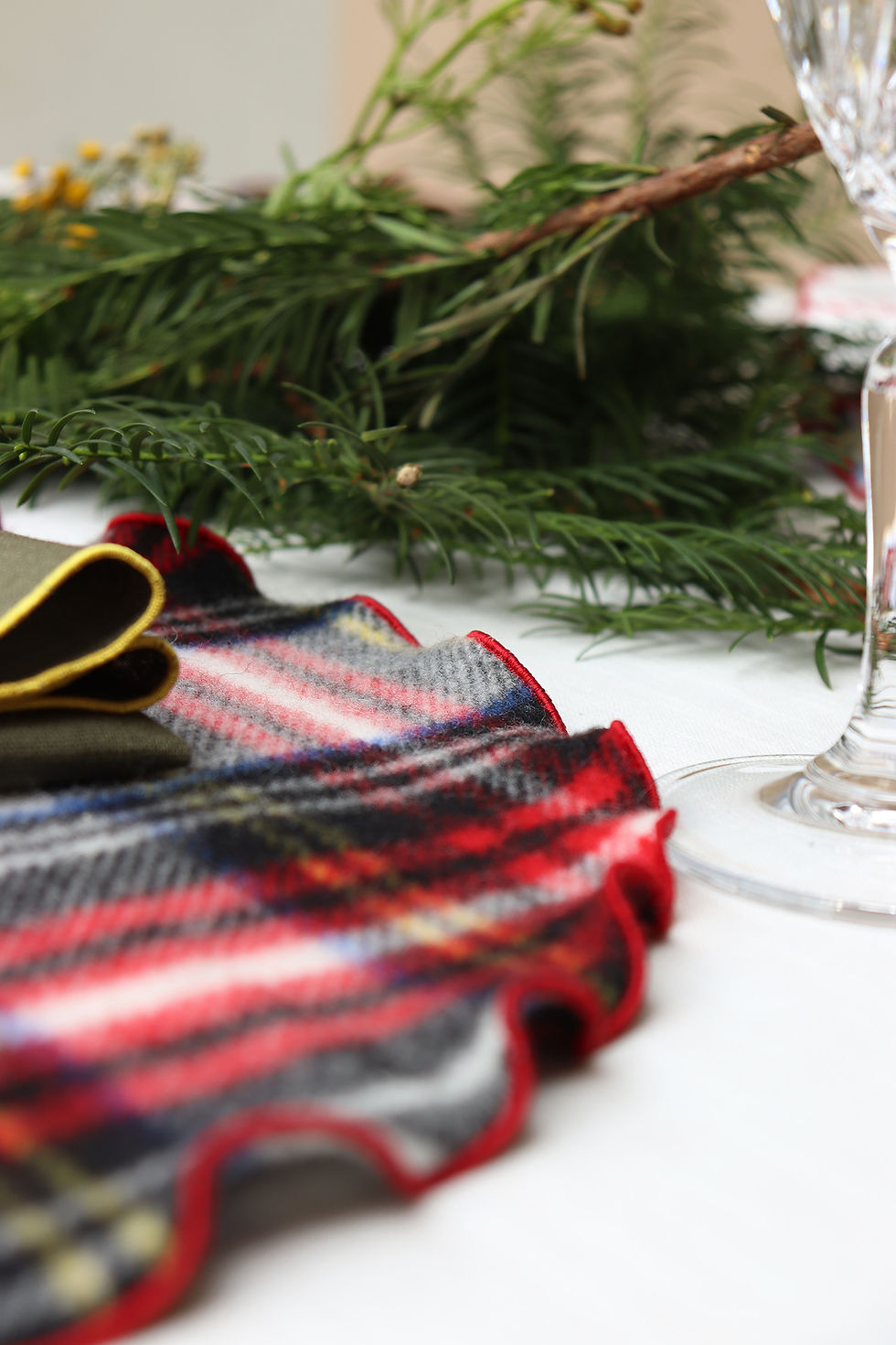 Miniatura: Sottopiatto in pura lana scozzese | TARTAN Bianco