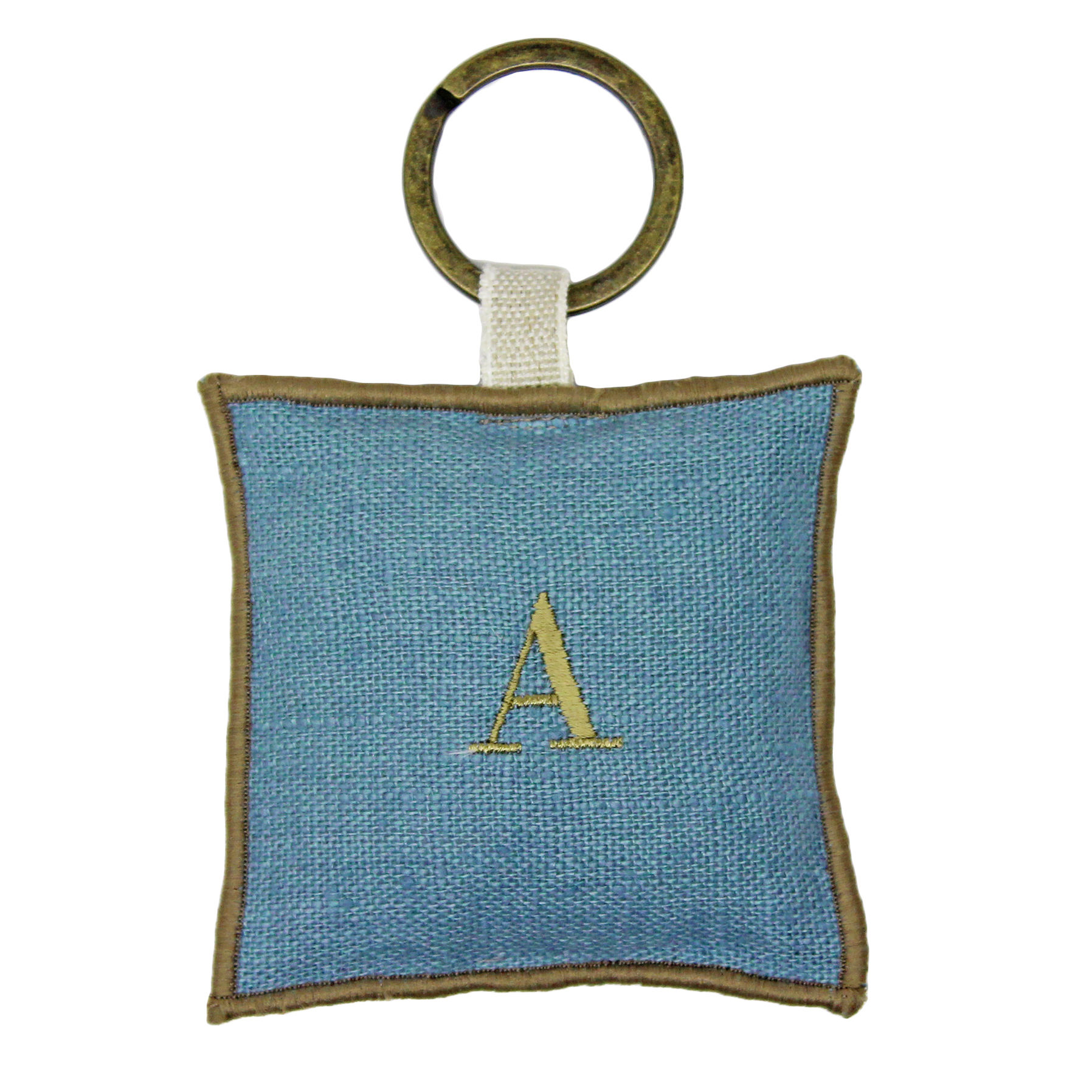 | Portachiavi personalizzato con iniziale | Lino Azzurro Ceruleo