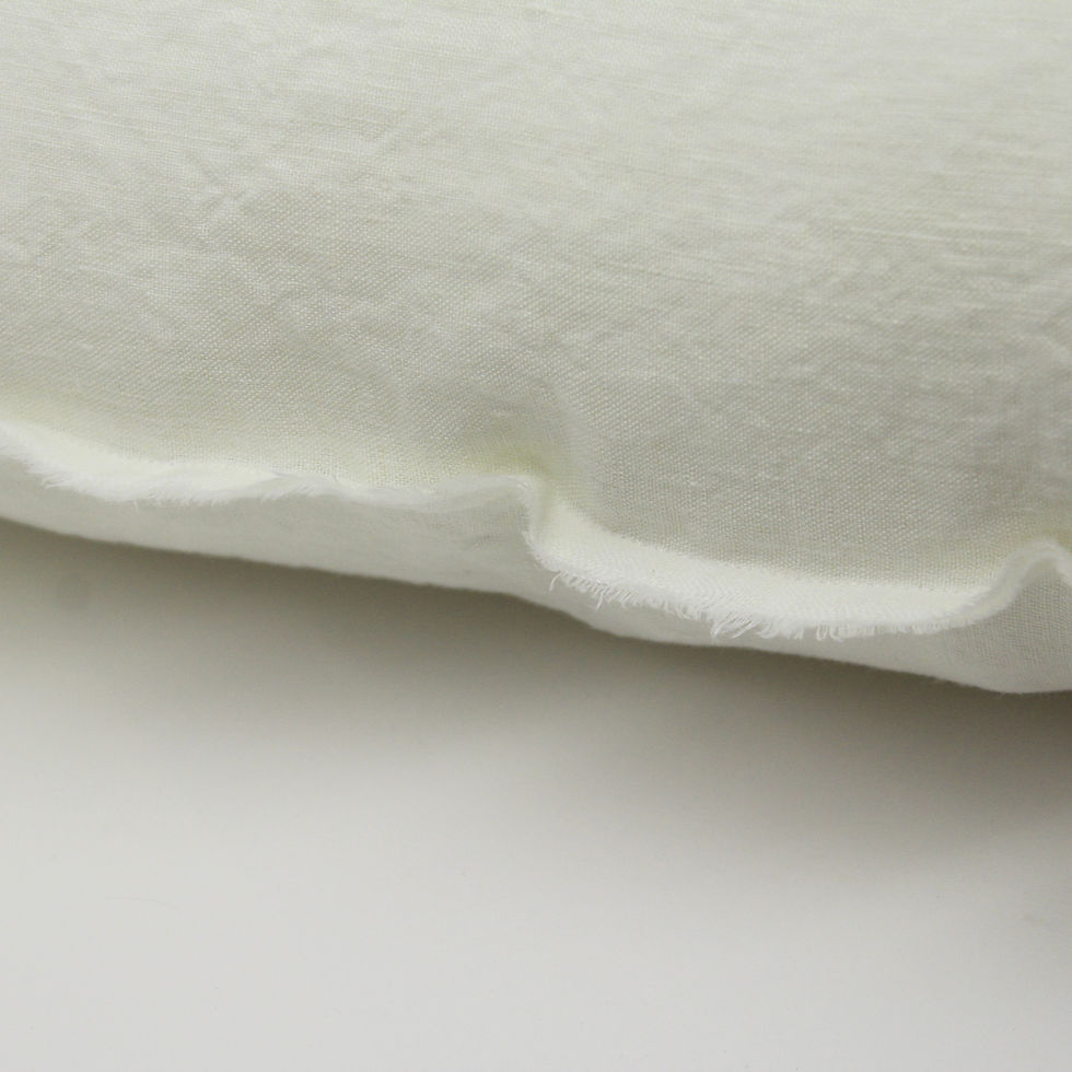 Miniatura: Cuscino lino stropicciato sfrangiato boho bianco dettaglio