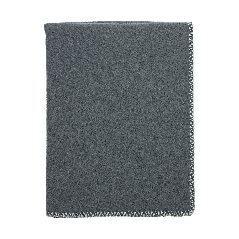 Plaid 100% Lana PUNTO CAVALLO | Grigio Antracite Panna